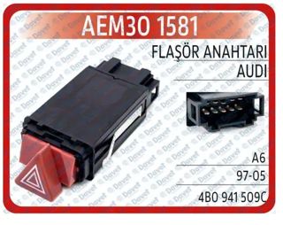 AEM Dörtlü Flaşör Anahtar Düğme 10fiş A6 1999-2005