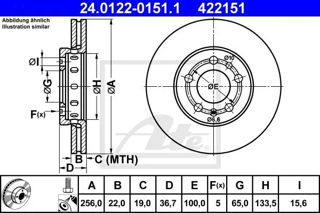 ATE Fren Diski Ön Takım 256x22mm 5/100 Golf4 A3 Octavia A4 Polo 02-
