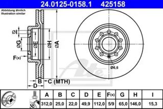 ATE Fren Dısk Ön Takım 312x25mm 5/112 Passat 06-15 Caddy 04-15 1,9tdı 1,6tdı