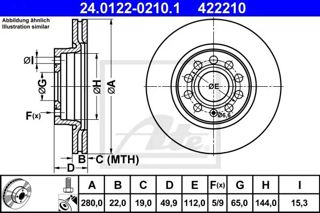 ATE Fren Diski Ön Takım 280x22mm 5/112 Golf5 Golf6