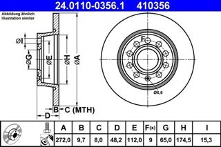 ATE Fren Dıskı Arka Takım 272x10mm 5/112 Scırocco Golf7