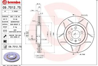 BREMBO (çizgili)fren Diski Ön 280x22mm 5/100 Bora 99-05 1,9tdi 1,8 Golf4 15jant