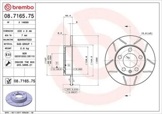BREMBO Çızgılı Fren Dıskı Arka Adet 232x9mm Golf4 Bora Polo 02-