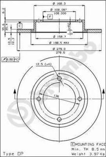 BREMBO Fren Diski Ön 279mm A100 1969-1977