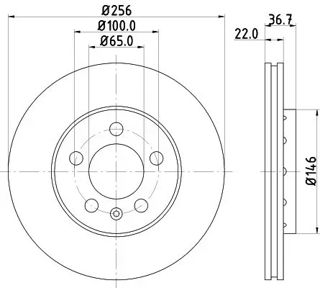 HELLA PAGID Fren Diski Ön Boyalı 256x22mm 5/100 Golf4 A3 Octavia A4 Polo 02-