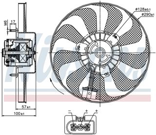 NISSENS Fan Motoru Sağ Küçük 290mm Oval Soket 1,6 Akl Aeh Avu Bfq 1,8 Golf4 Bora A3