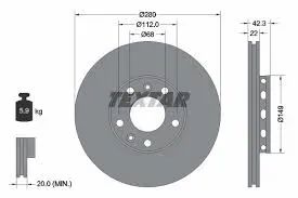 TEXTAR Fren Dıskı Arka 280x22mm Havalı A8 04-10 Phaeton 02-07