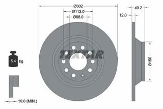TEXTAR Fren Diski Arka Takım 302x12mm 5/112 A6 2005-2011