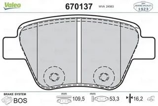 VALEO Fren Balata Arka Bosch Sistem Caddy 11-15 Jetta 11/09-10