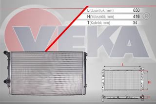 VEKA Radyatör 650x416x34 1,9tdi Caddy 04-08 Golf5 Jetta