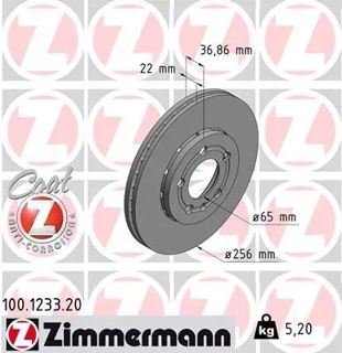 ZIMMERMANN Fren Diski Ön Takım 256x22mm 5/100 Golf4 A3 Octavia A4 Polo 02-