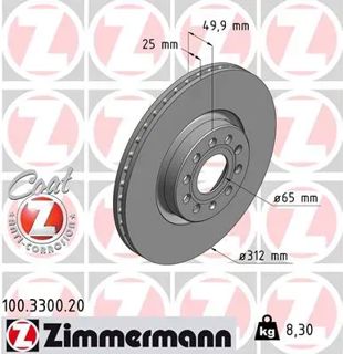 ZIMMERMANN Fren Dısk Ön Takım 312x25mm 5/112 Passat 06-15 Caddy 04-15 1,9tdı 1,6tdı