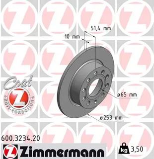 ZIMMERMANN Fren Dıskı Arka Takım 253mmx10 5/112 Golf5 Golf6