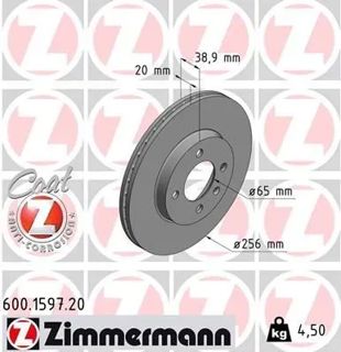 ZIMMERMANN Fren Diski Ön Takım 256x20mm 4/100 4bijon Havalı Hb 00-02 Classic 96-02 100ps