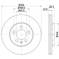 FREN DİSKİ ÖN BOYALI 256X22MM 5/100 GOLF4 A3 OCTAVİA A4 POLO 02-
